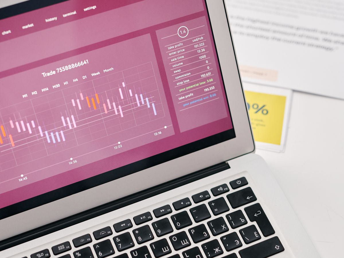 Laptop showing a revenue dashboard